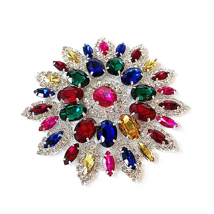 10.5cm Round Shape Sew on Bling Applique Diamond Rhinestone Applique Crystal Embellishment Rhinestone Applique