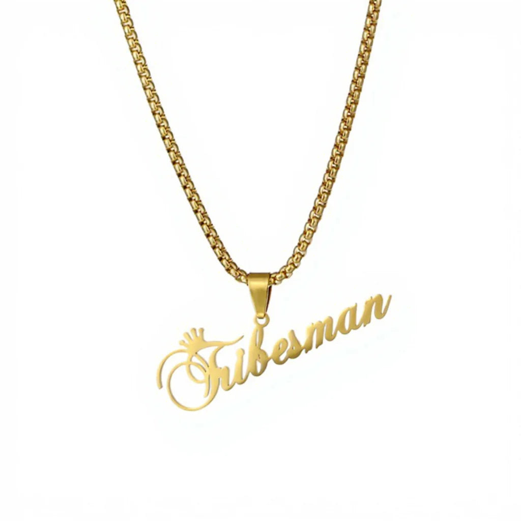 Customized Stainless Steel Personalized Jewelry Popcorn Chain Custom Crown Name Pendant Necklace