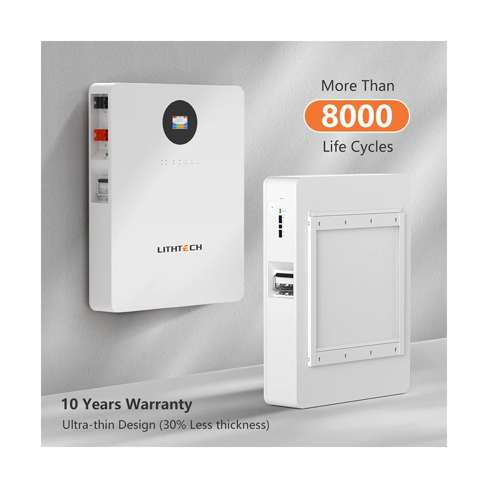 LITHTECH Hot Sale Lithium Battery 48 v 51.2V 100AH 200ah 280ah Lifepo4 Battery Lithium Ion Battery 10kwh With Bluetooth