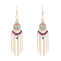 Vintage Style Silver Alloy Chain Tassels Drop Earrings Women Bohemian Ethnic Statement Earrings