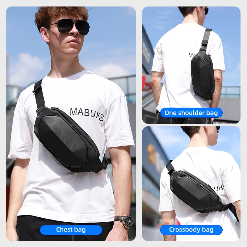 FENRUIEN Hard Shell Fashion Shoulder Bag 2023 Waterproof Phone Bag Durable Crossbody Geometric Waist Bags for Women Men