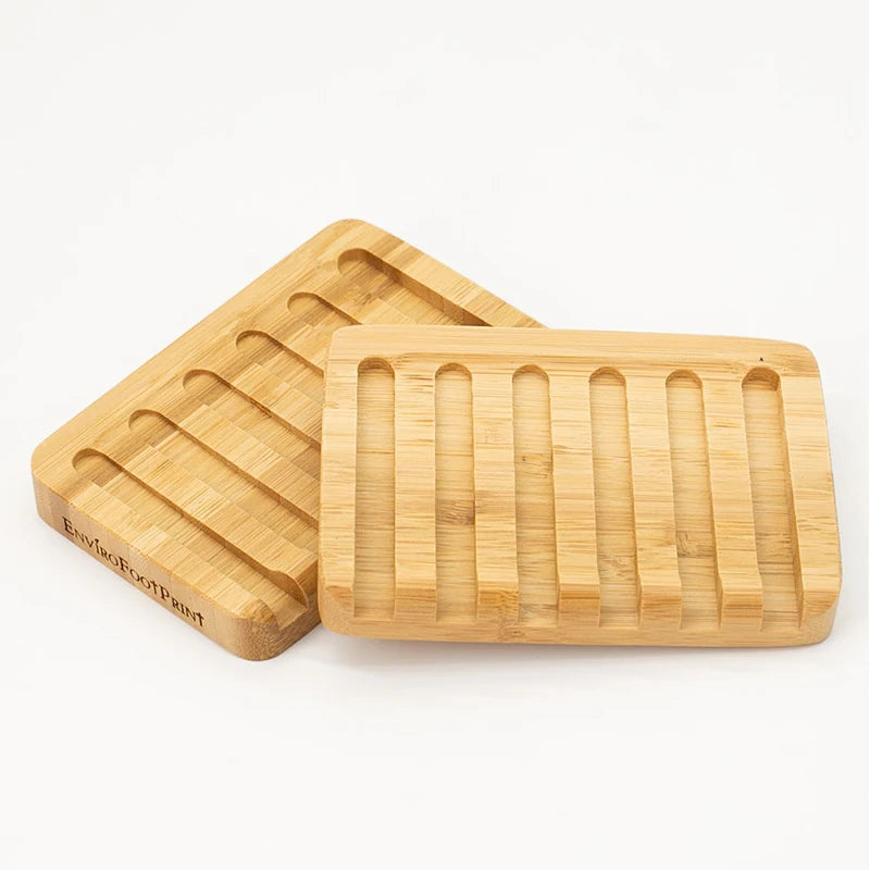 Sustainable Bamboo Soap Dishes Eco-Friendly Reusable Bar Soap Holder Containers Waterfall Design Bathroom Shower Countertop Use