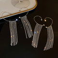 OEM No Pierced Single Clip on Earring Luxury Shiny Long Rhinestone Chain Tassel Cuff Earrings for Women Jewelry