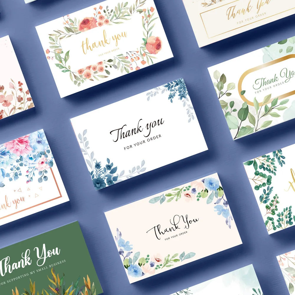 Custom Designs Thank You Copperplate Paper Card with Envelope Thank You Gift Card for Packaging Gift