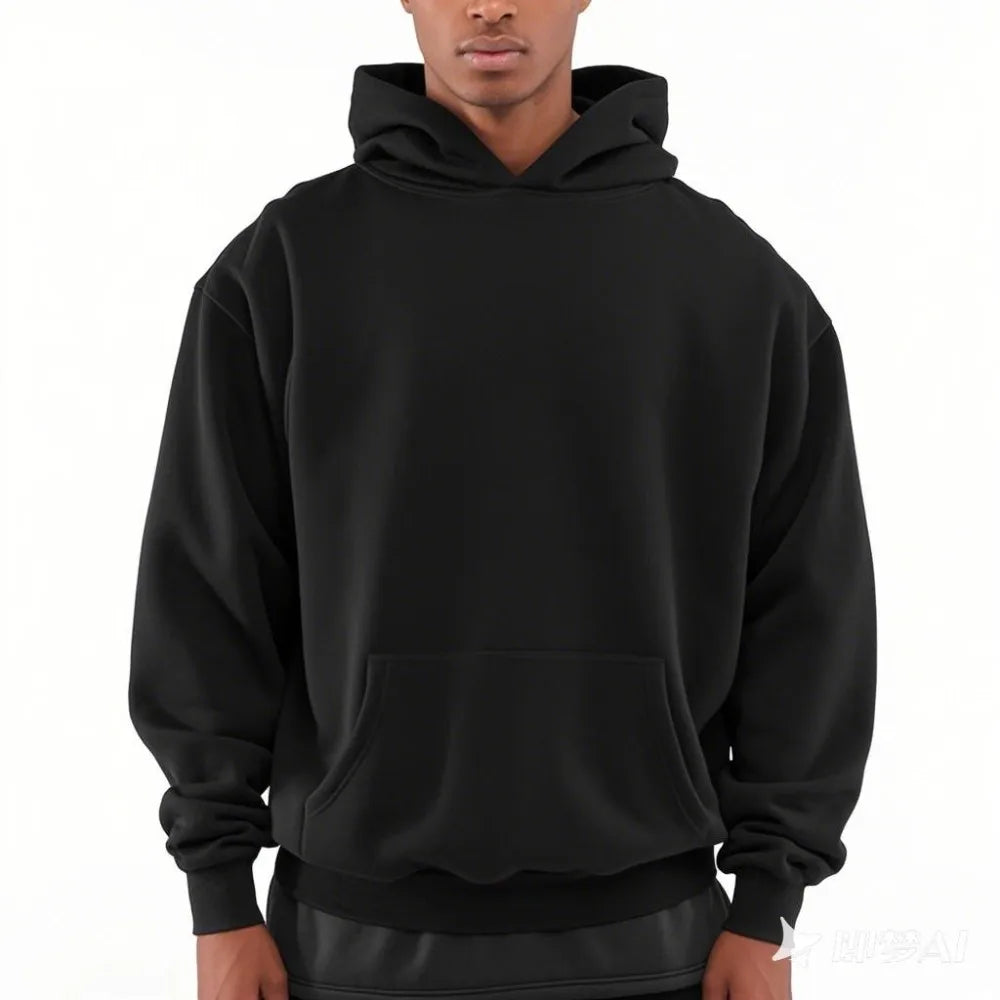 Warm Pure  100% Cotton Sweatshirts Thick Heavy French Terry Pullover Custom Drop Shoulder Oversized Men's Regular Sleeve Hoodies