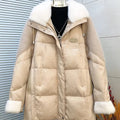 2024 New Women's High-End Satin Jacket with Mink Hair Collar Hooded Sheepskin Spliced Winter Fashion Coat with Fur Decoration