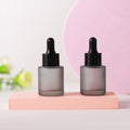 Stock Skincare Serum Bottle 20ml Matte Frosted Macaroon Green Blue pink Red Black Flat Glass Dropper Cosmetic Packaging