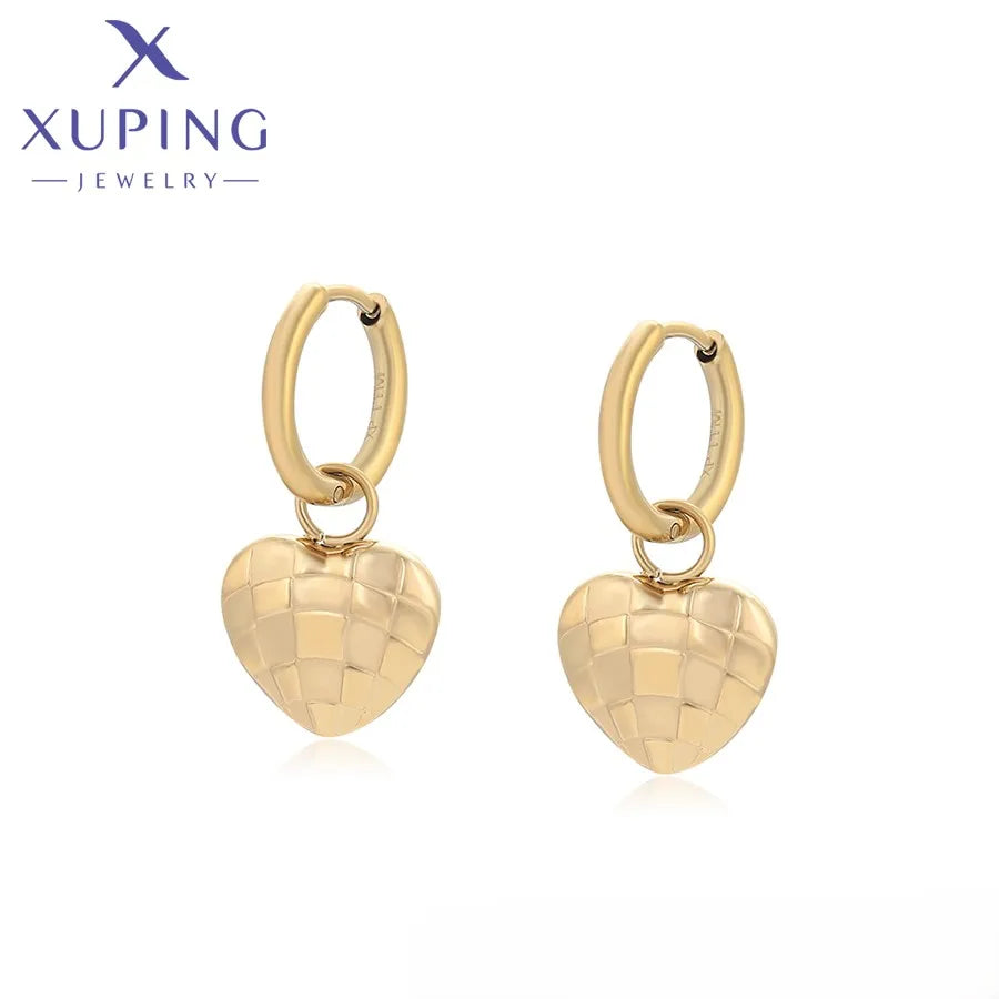 T000962275 XUPING JEWELRY 14K Gold Color Elegant Stainless Steel Women Korean Vintage Fashion Gold Plated Fine Earrings