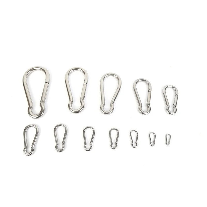 Wholesale 304 Stainless Steel Spring Buckle Carabiner Safety Snap Hook Keychain Pet Connector Chain Buckle