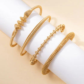 New 18K Gold Plated Bangle Stainless Steel Fashion Jewelry Twist Wire Cuff Spiral Bracelet Waterproof Tarnish Free for Women