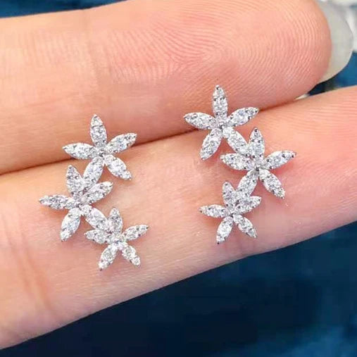 CAOSHI Lovely Multi Flowers Beautiful Stud Earrings Women Lady Romantic Sweet Silver Charmful Flower Earrings