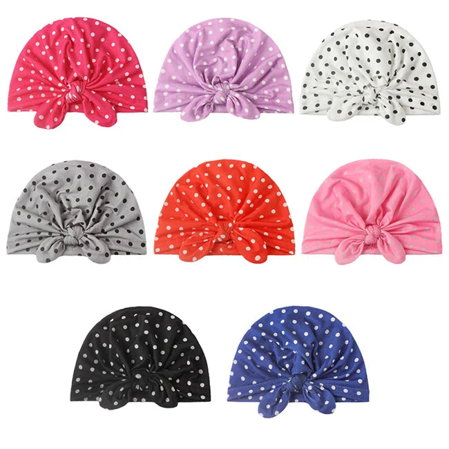 Bunny Ears Hat Baby Solid Color Polka Dot Knotted Hat