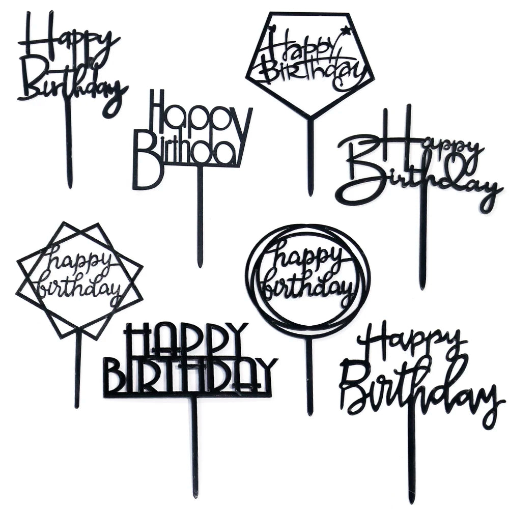 Tailai  Wooden Cake Toppers Happy Birthday Cake Topper Birthday Cake Decoration Supplies for Children or Adults