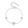 925 Sterling Silver Cut White Opal Cat Dog Paw Charm Bracelet for Women Lovely Girl Animal Chain Links Fine Jewelry Gift SCB256