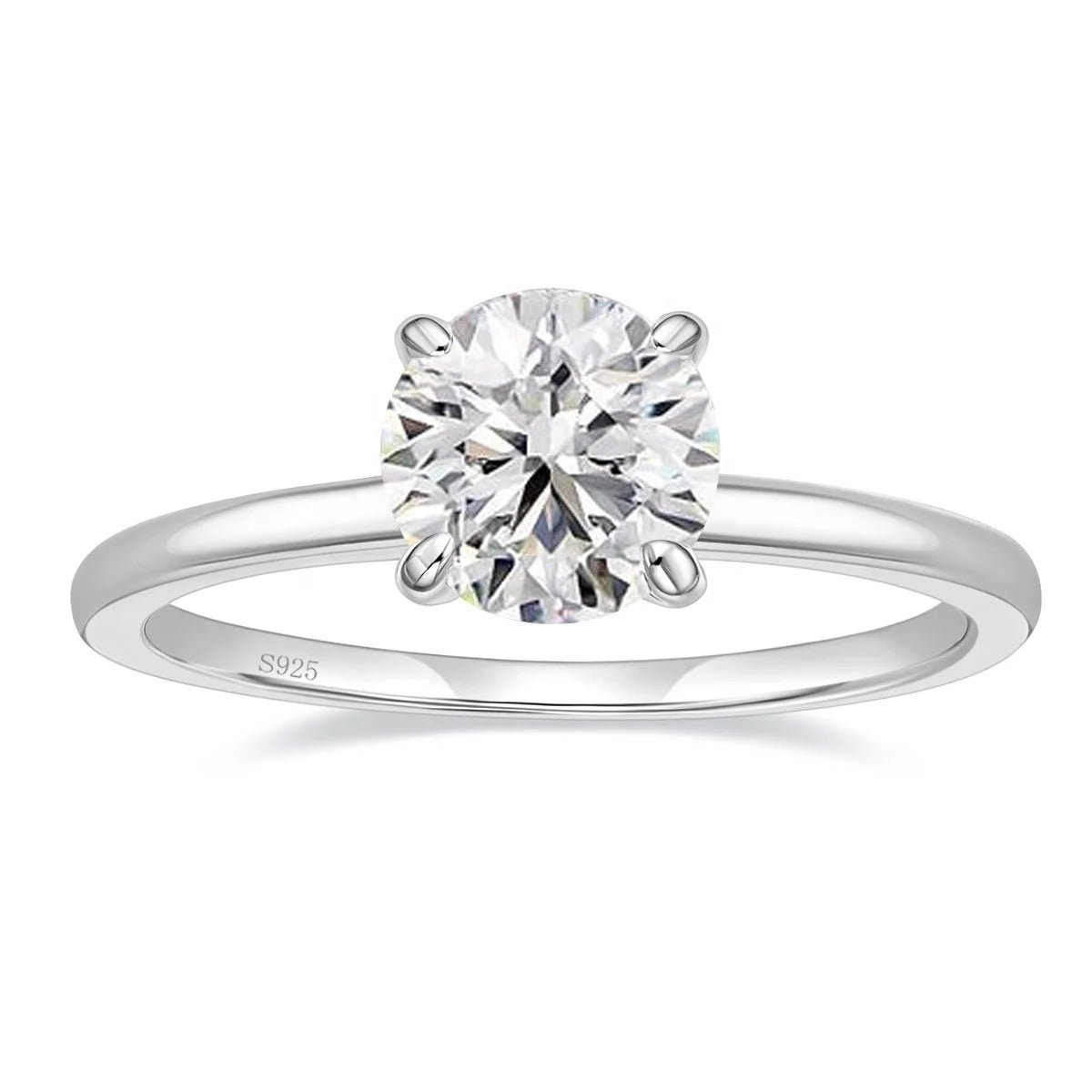 OAHLAN Wholesale Jewelry 925 Sterling Silver Wedding Rings 1.5ct Round Cut Moissanite Solitaire Engagement Ring for Women