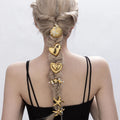 Waterproof 18K Gold Plated Stainless Steel Crystal Pearl Starfish Turtle Shell Heart Hair Ties for Women Elegant Hairstyles Set