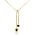 Waterproof Stainless Steel Black Round Roman Number Pendant Sliding Adjustable Tassel Necklace for Women Fashion Jewelry