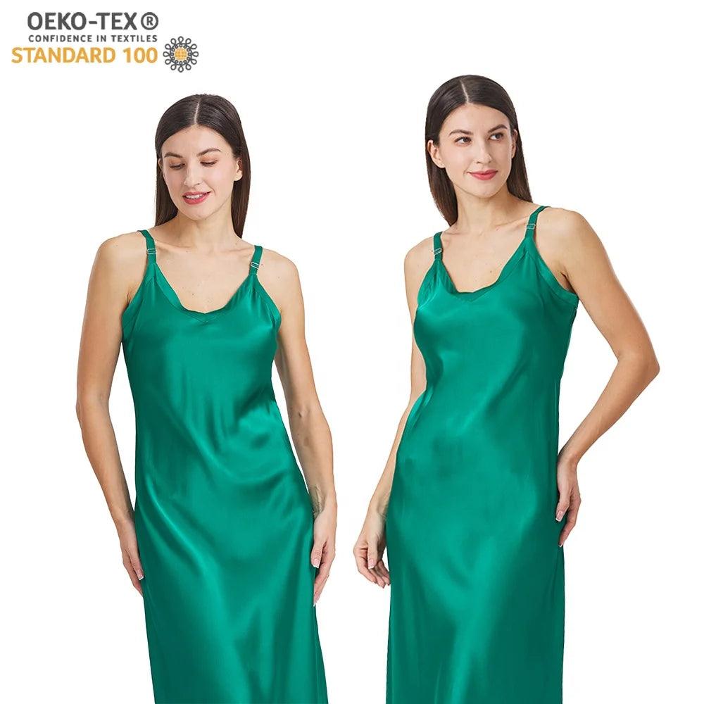 Direct Selling 100% Mulberry Silk Dress Women's Long Night Gowm for Deep Sleep