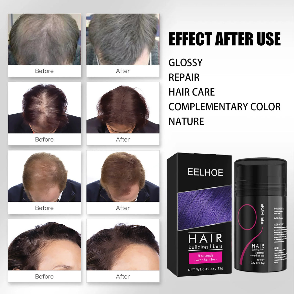 EELHOE High Quality Hair Fibers Applicator Extension Thickening Building Thick Hair Fiber Powder Dense Hair Growth Care