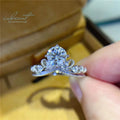Silver 925 Original 1 Carat Brilliant Cut Pass Diamond Test D Color Moissanite Crown Ring for Women Engagement Fine Jewelry