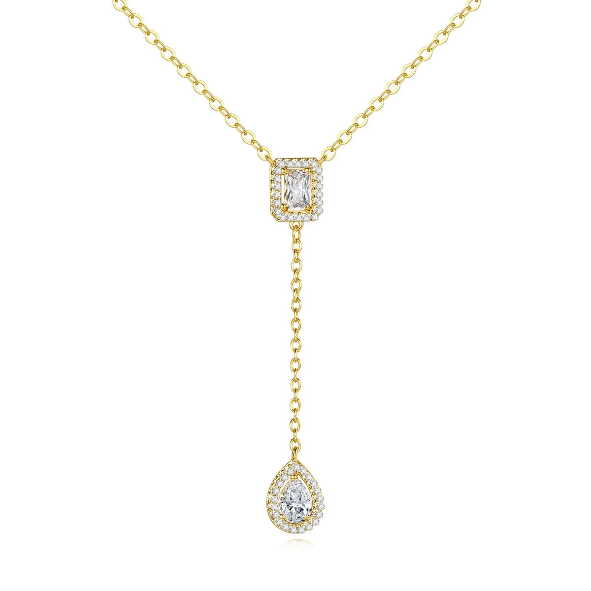 SC Hot Sale 18K Gold Plated Necklace Geometric Necklace CZ Zircon Diamond Pendant Necklace Jewelry for Gifts Party