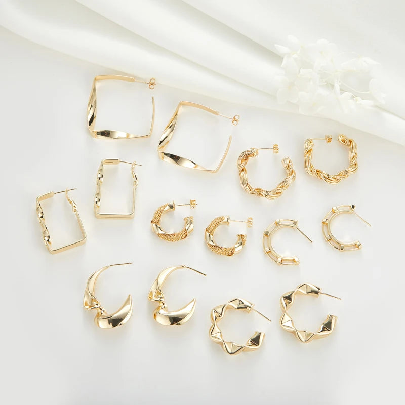 Wholesale Fashion Unique and Exaggerated Women's Party Earrings 14K Gold Plated Designer Geometric Jewelry Studs Earrings