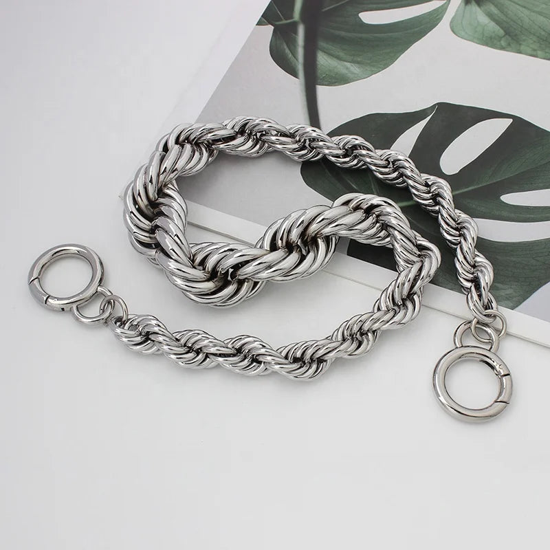Nolvo World Silver Chain 61cm Ladies Pouch Bag Twist Chains Straps Women Purse Bag Accessories Hardware Handbag Chain Strap