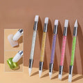 Dual-Ended Silicone Nail Dotting Pens Manicure Art Carving Embossing Tools Nail Brush