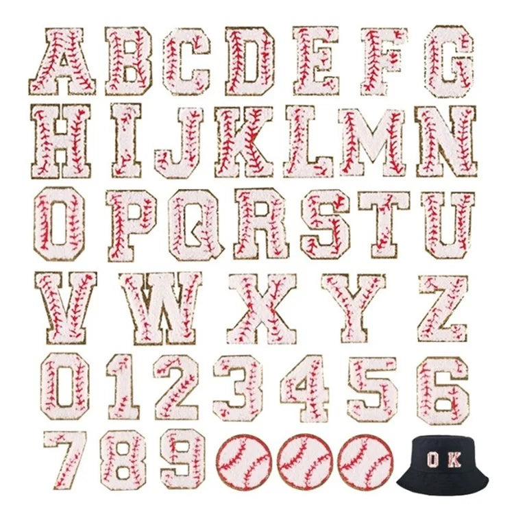 Factory Price in Stock Baseball Alphabet Number DIY Crafts White Personalized Iron on Logo 26 Letters Chenille Patches