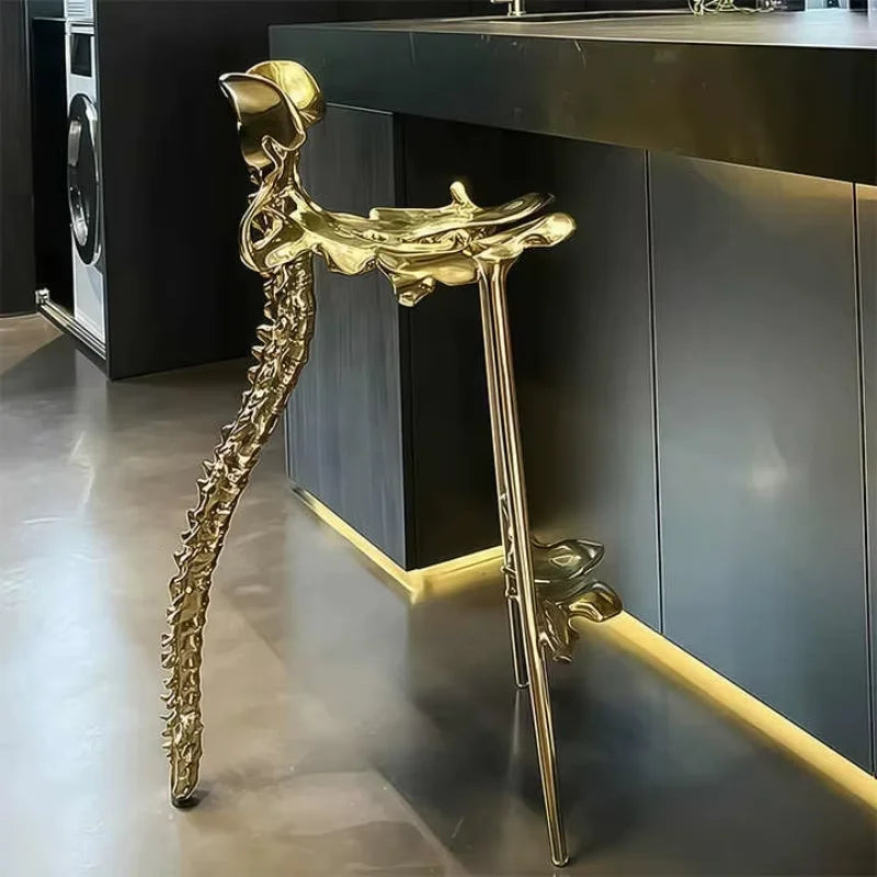 Italy Luxury Single Chair Contemporary High End Brass Bone Large Art Pure Copper for Hotel Villa Bar Modern High Chair for MegaBDM