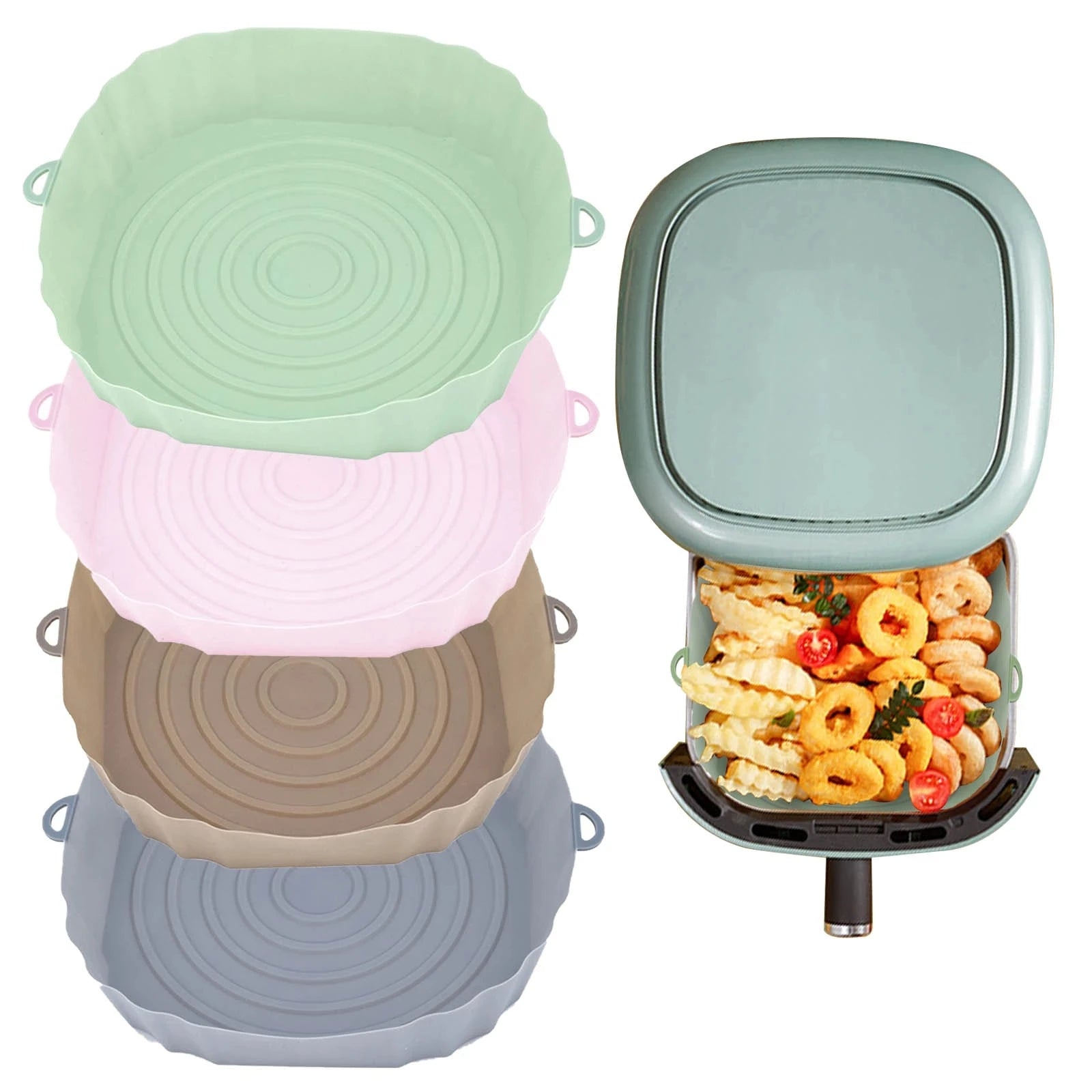 2025 Nueva Seguridad No Stick Silicona Air Fryer Liner Cocina Portatil Reutilizable Air Fryer Silicona Pot Mat