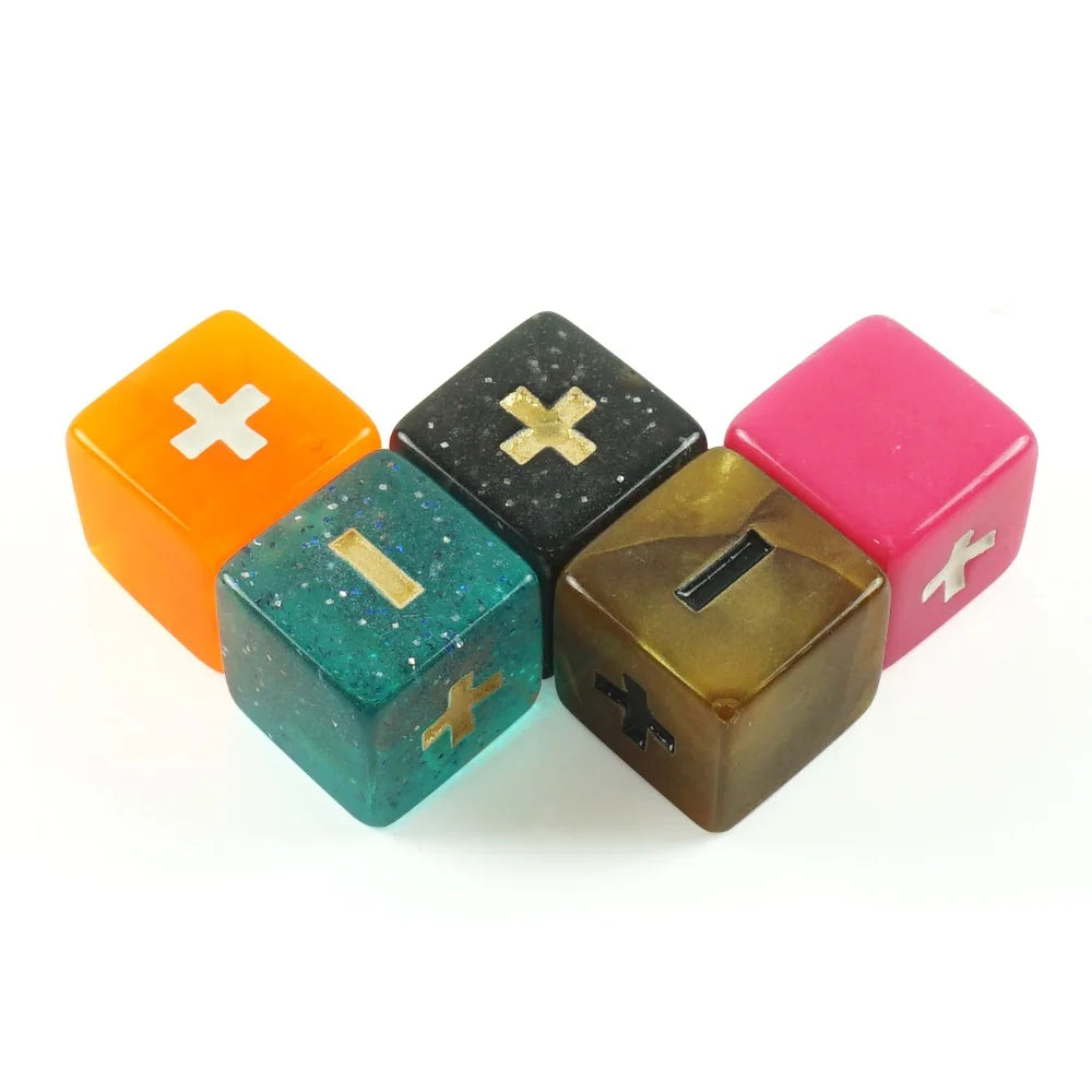 Wholesale Six Sided D6 Plus and Minus Dice for Teaching Aids Colored Acrylic Dice square Corner for Learning Game Accessory
