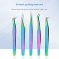 Titanium Stainless Steel Eyelash Grafting Tweezers with Golden Dolphin Clip Anti-Magnetic Anti-Static for False Eyelash Planting