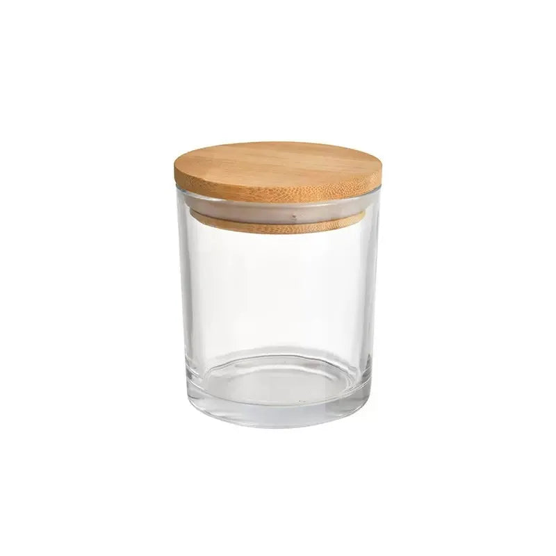 Candle Holder Tea Light Candle Container Clear Frosted Empty Candle Jars Wooden Lids Multi-size Custom Capacity Jars 220ml