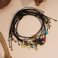 Go2boho Unisex Bohemian Style Abacus Beads Woven Bracelet Handmade Golden Cross Semi-Precious Jewelry Rope Hot Selling Couples