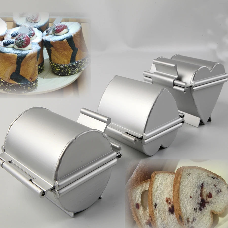 4-inch Round Opening and Closing Bread Mold Family DIY Baking Appliance Aluminum Cake Mold Heart-shaped Toast Mold