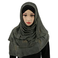 Wholesale Custom Hot Selling Plaid Jersey Scarf Muslim Hijab Iron Diamond Women Muslim Hijab