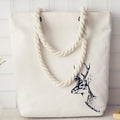 Custom Eco Friendly Canvas Cotton String Letter Pattern Rope Handle Tote Shopping Bags