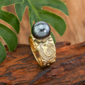 Wholesale Craved Shiny Fashion Jewelry Rings Hawaiian Shell Pearl Rings Jewelry Women Gold Plated