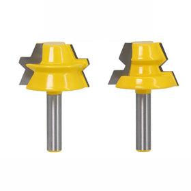 LAVIE 2pcs 8mm Shank 22.5 Degree Lock Miter Tenon Router Bit Set Glue Joinery Milling Cutter for Woodworking Cutter MC02066