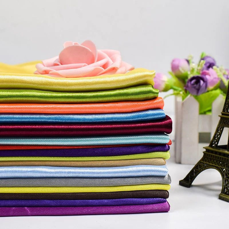 Factory Direct Shiny Stretch Polyester Satin Fabric Plain Ice Silk Design for Wedding Garment Decoration Cheap Price