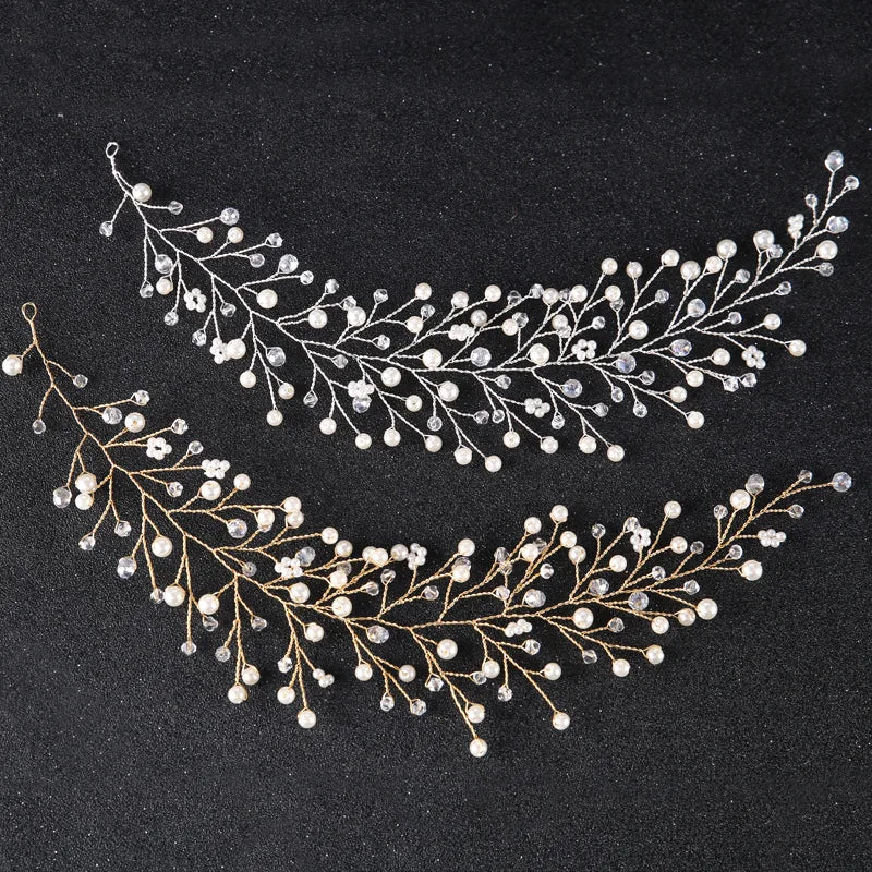 Miallo 2Colors Hot Selling Bridal Crystal Pearl Headpiece Woven Copper Wire Hair Vine Wedding Hair Accessories