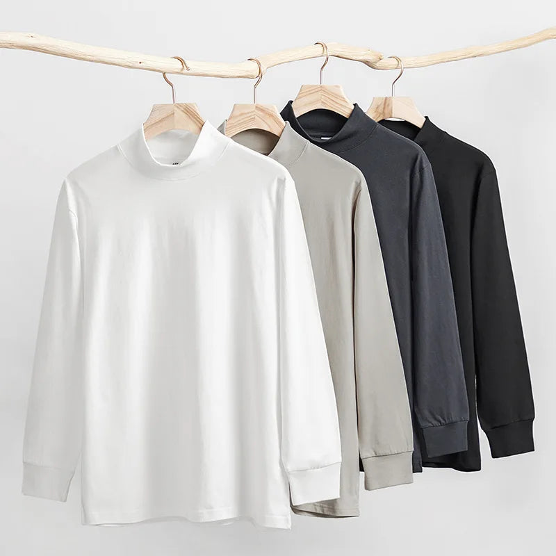 Wholesale Custom Logo Printing Plain Solid Plus Size Men Unisex Long Sleeve Choker Cotton Tee T Shirt for Menl