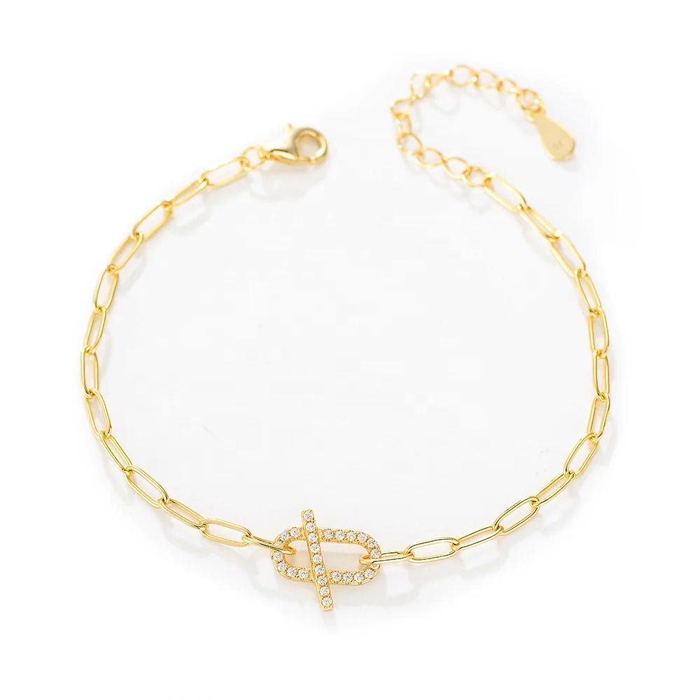 Personalised Name Bracelet T-bar Zirconia Chain Bracelet 925 Sterling Silver New Design Tendy Women Accessories Trendy Zircon