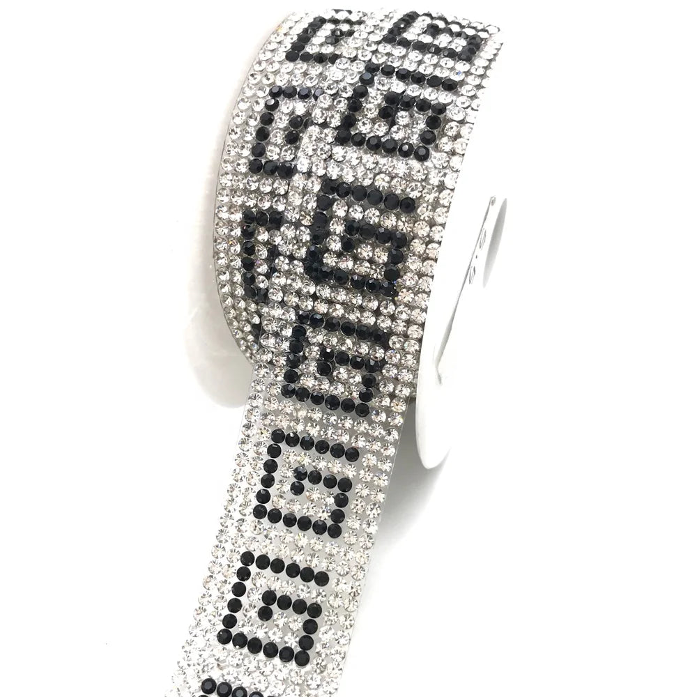 S297 2.5cm Width Hotfix Rhinestone Banding Trim for Garment Accessories Crystal Rhinestone Applique for Shoes Hats Decoration