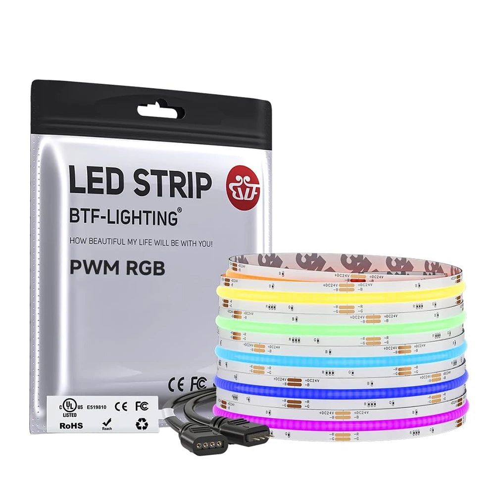 Decorating Light High CRI Density PWM Multi Color 12V 810Leds 24V 840Leds FCOB Cob RGB Led Strip Light