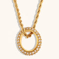 Dingran Stainless Steel Gold Plated Jewelry Waterproof Zircon Twisted Rope Chain Pendant Necklace