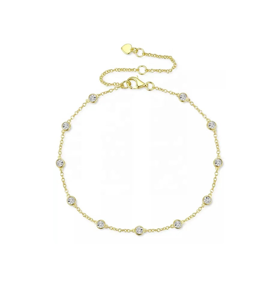 925 Sterling Silver High Quality 14K Gold Plated Bracelet Set Luxury Fine Women's Jewelry with Diamond Chain for Gifts