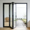 Soundproof Thermal Break Folding Glass Door 3 Panel Patio Residential Aluminum Glass Folding Door With Insulated Glass