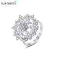 LUOTEEMI Popular Cubic Zirconia New Luxury Micro Statement Finger Rings for Woman Adjustable Pearl Ring